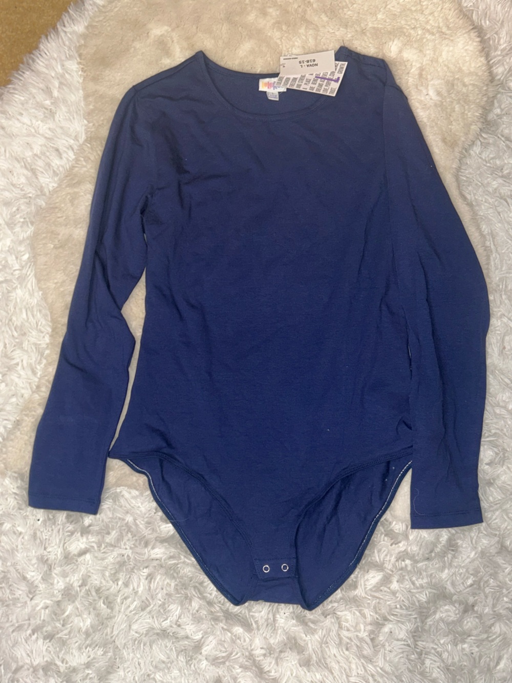 LulaRoe navy blue long sleeve top bodysuit shirt NWT woman size large